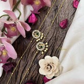 Vriksham Peacock Round With Gold & Pearls  Drop Gold Look Alike Anklets-Red Green & White-G20694